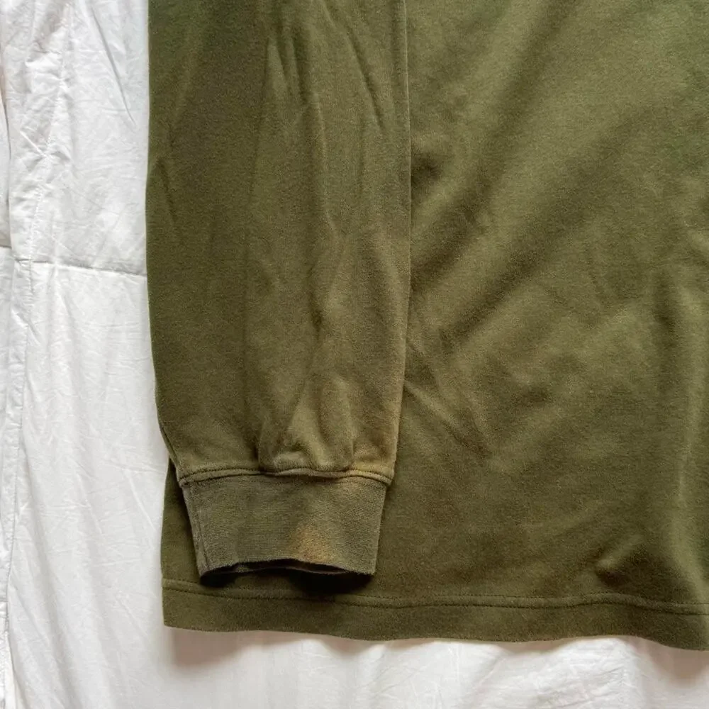 eddie Bauer Olive green soft long sleeve polo shirt  XXL grunge preppy‎ academia